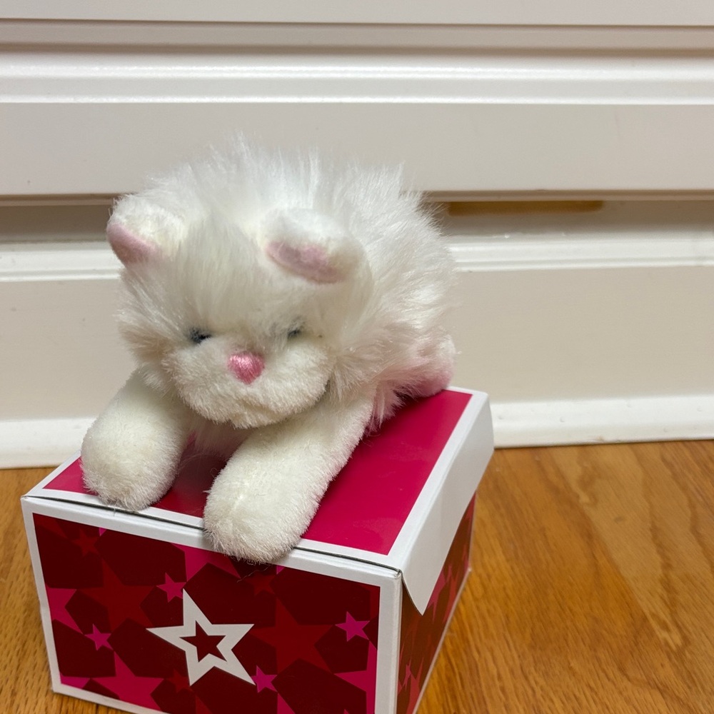 American Girl Fluffy White Cat with Pink Details